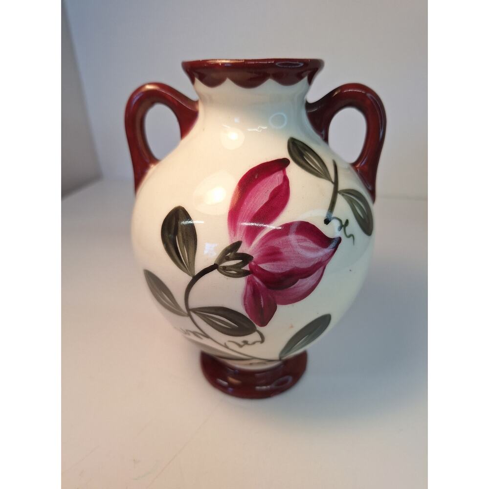Vintage Czecholovikan Floral Design Vase, Double Handles.